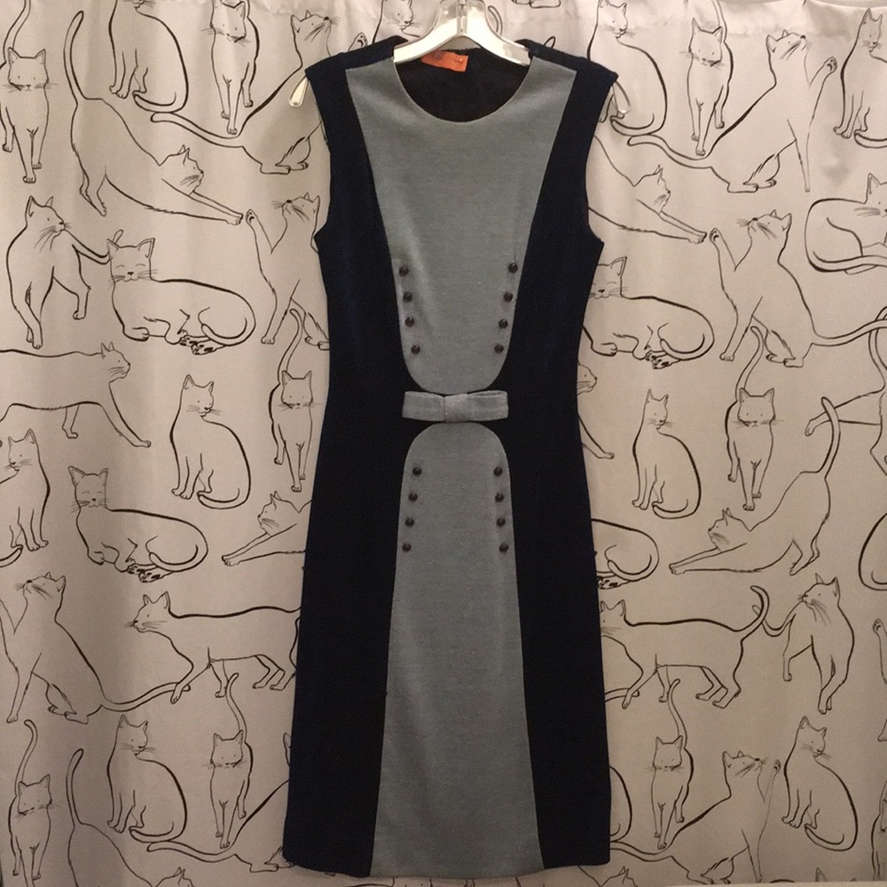 Vintage Blue Lurex Button & Bow Dress ❄️